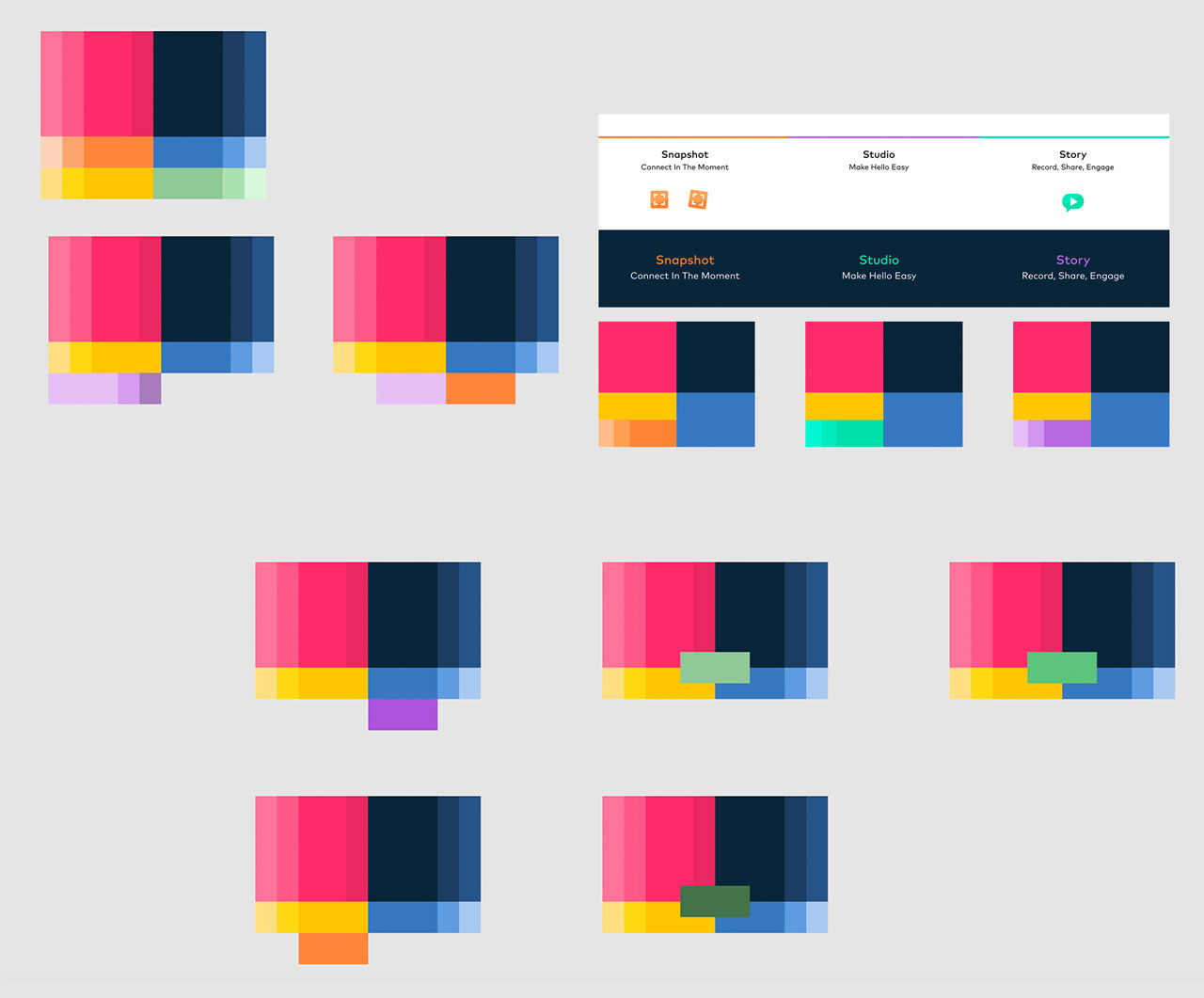 Once the new Snapbar brand colors were picked, it was time for some product color exploration.